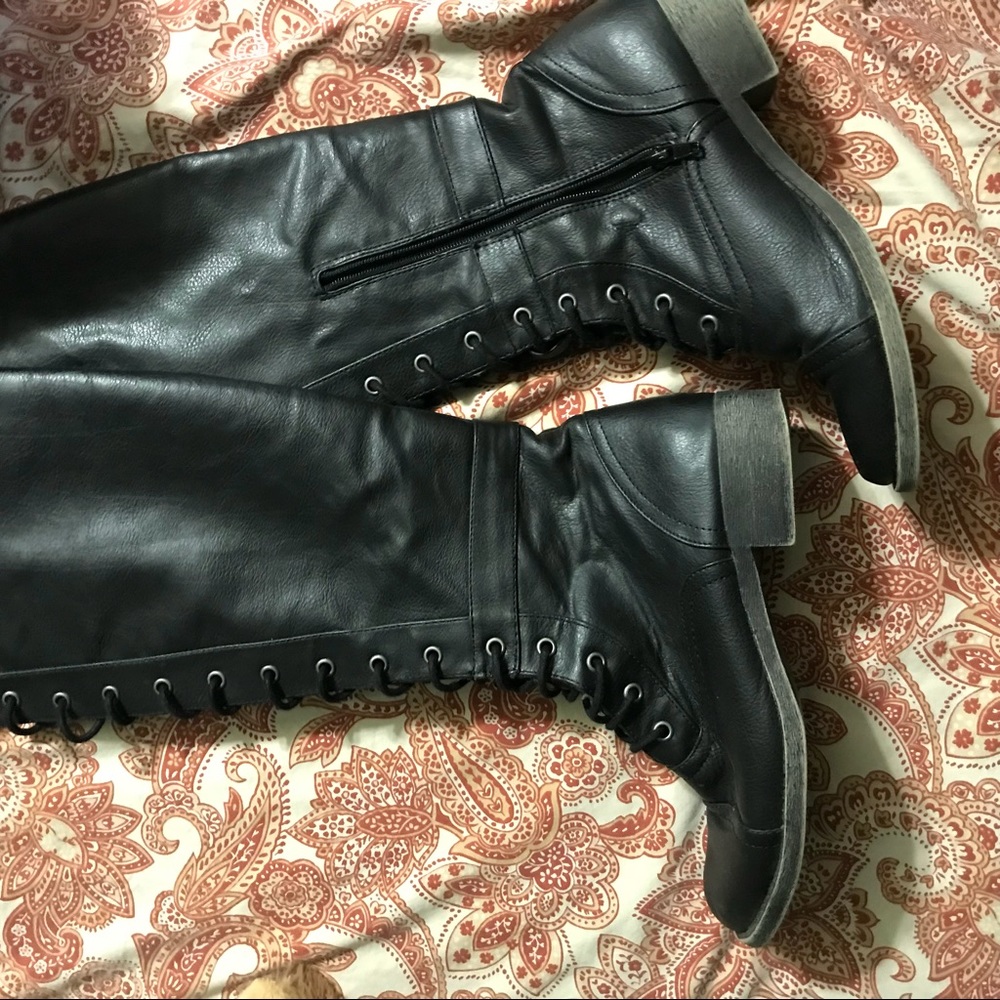 Black tall combat boots, women’s size 9